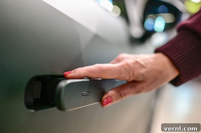 Are Retractable Car Door Handles Safe? What You Need to Know 2 A woman opens a Cupra Raval with a retractable door handle during the world premiere in the showroom of car manufacturer Cupra
