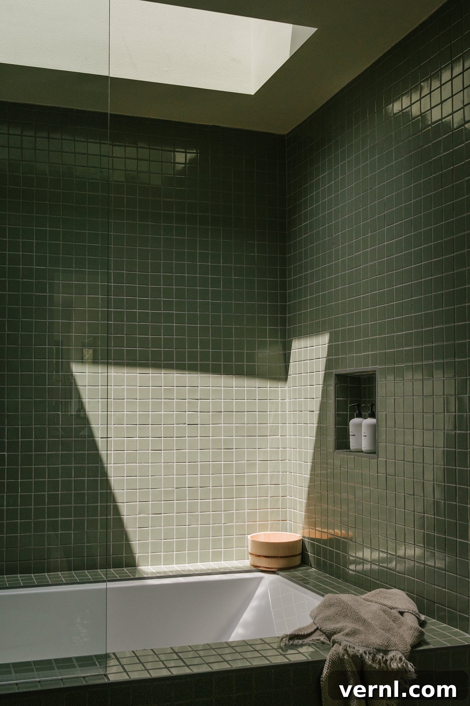 Green tiled bathroom