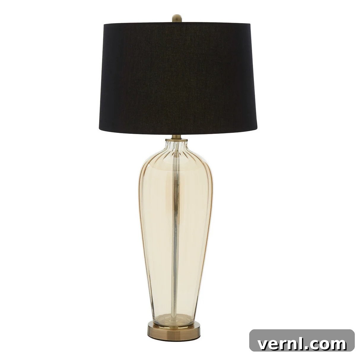 10 Elegant Glass Table Lamps to Brighten Your Home 11 Tall amber glass table lamp with black shade