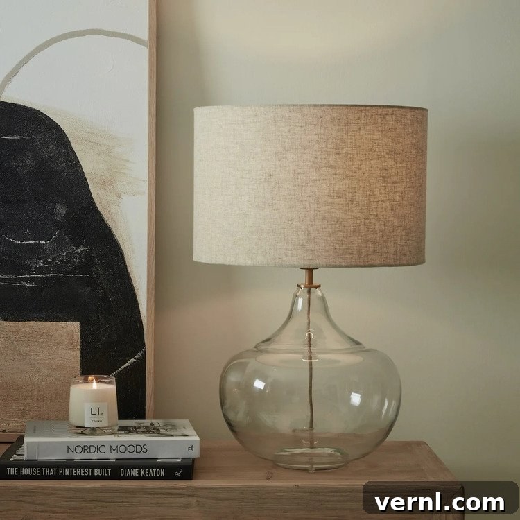 10 Elegant Glass Table Lamps to Brighten Your Home 10 Glass table lamp on a styled sideboard