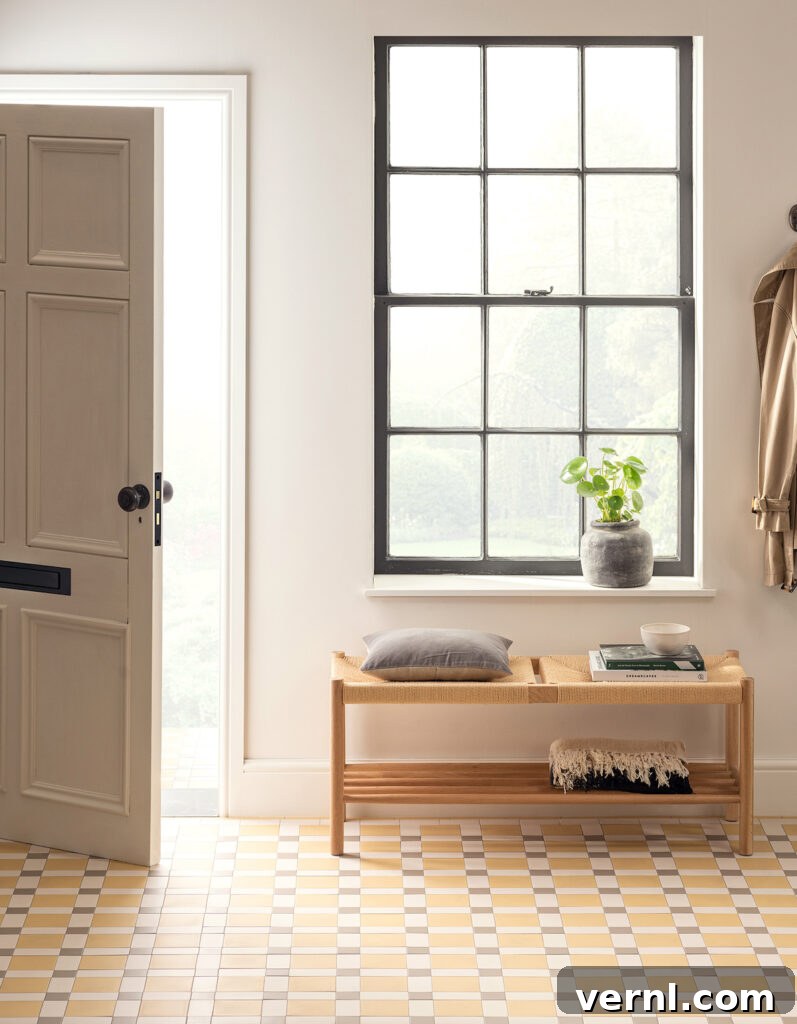 Hallway, Staircase and Landing Design Ideas for an Elegant Home 13 A light-filled hallway with yellow Victorian floor tiles