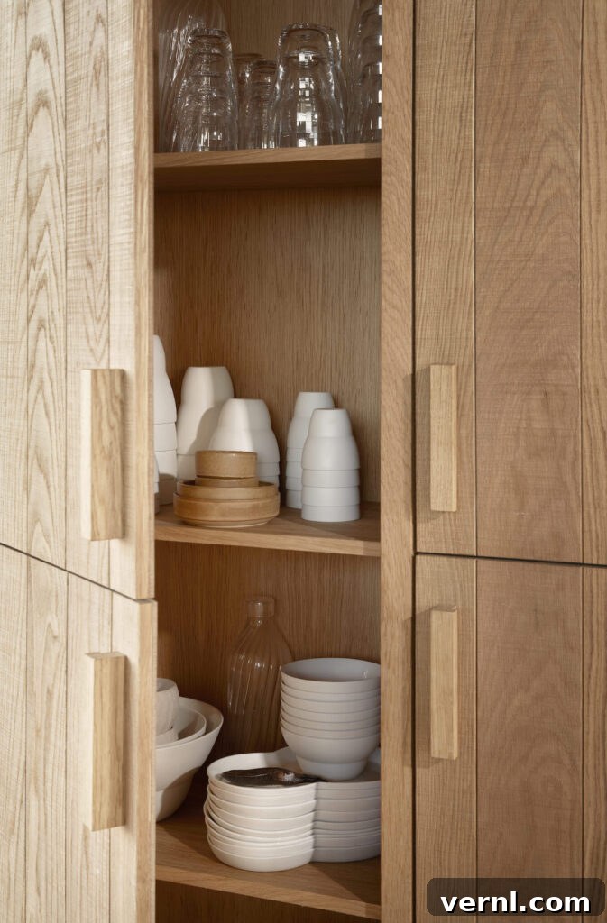 Explore Vipp’s New Coastal Retreat 5 Wooden kitchen cabinets.