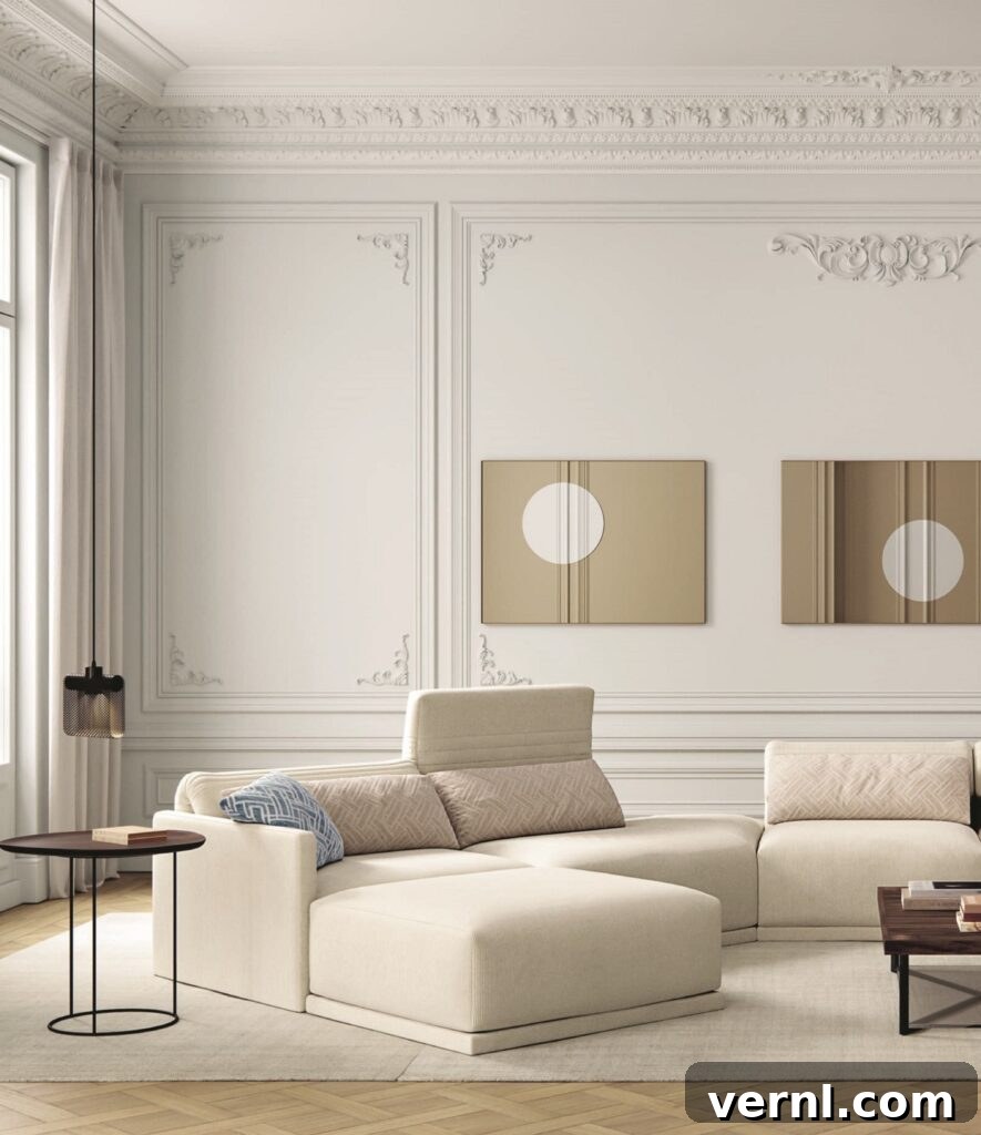 Ligne Roset Living Room Grand Angle Modular Sofa Cream Boucle