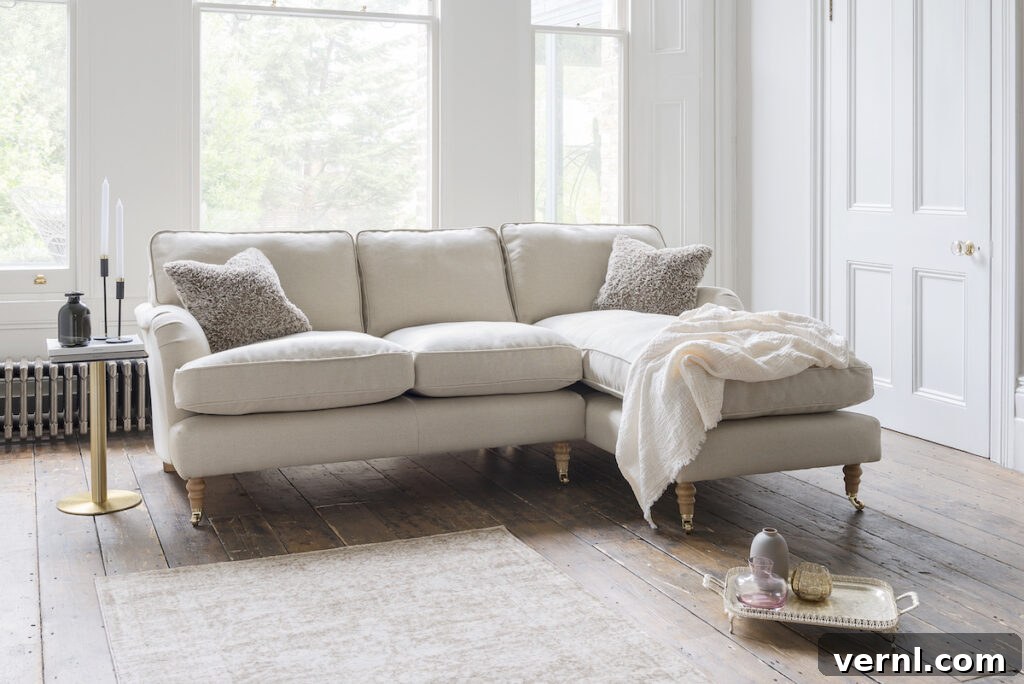 Alwinton RHF Chaise in Natural Linen - sofas and stuff