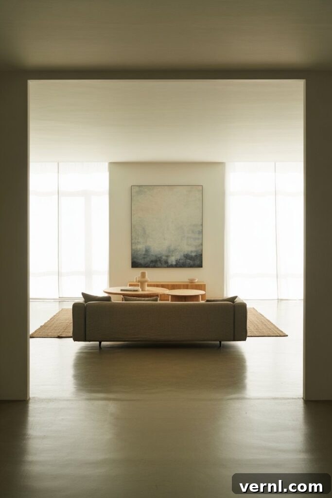 Master Negative Space in Interior Design for Balanced Rooms 2 Neutral-toned living room showcasing negative space in interior design with minimalist furniture and abstract art.