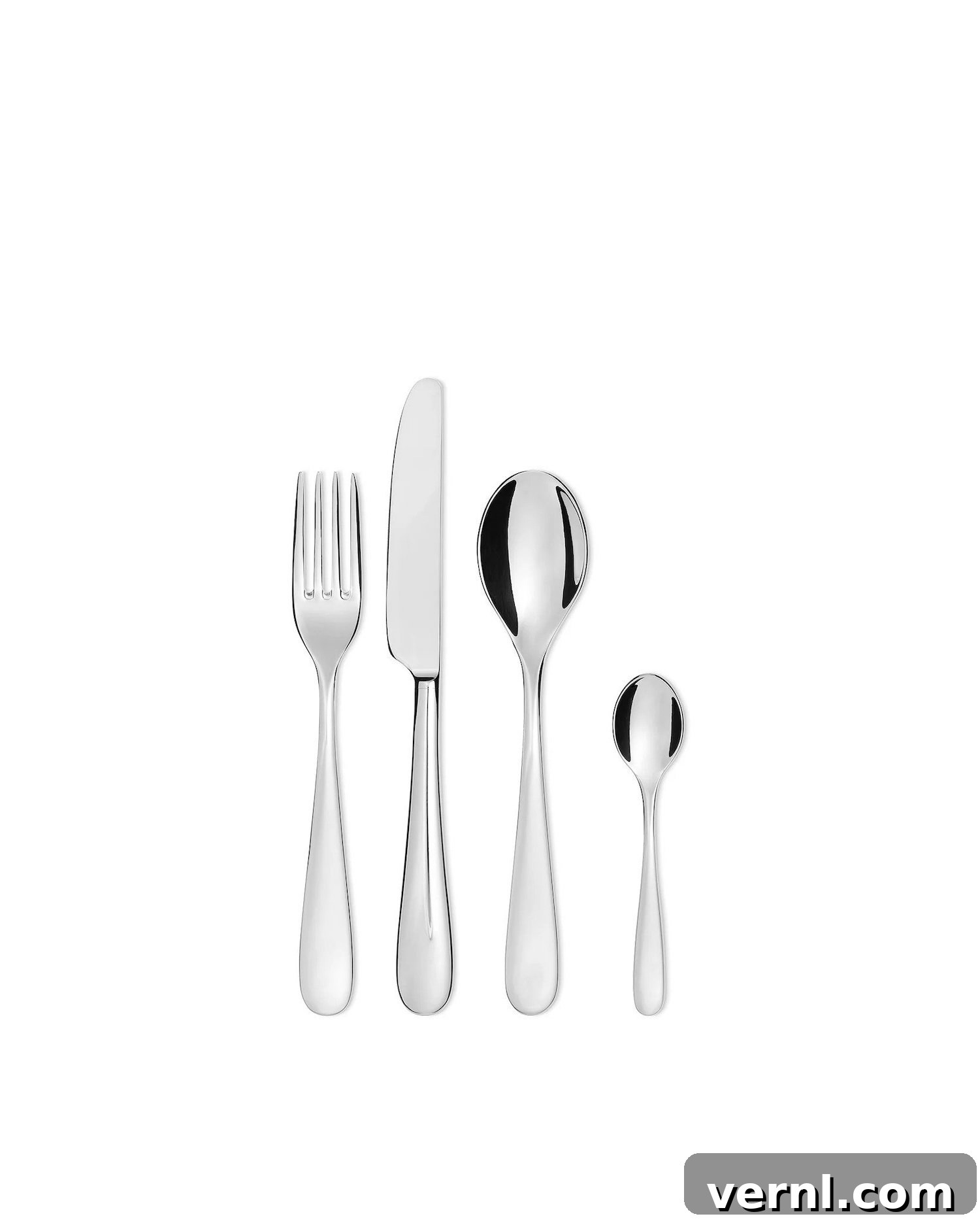 A pollished stainless steel cutlery set