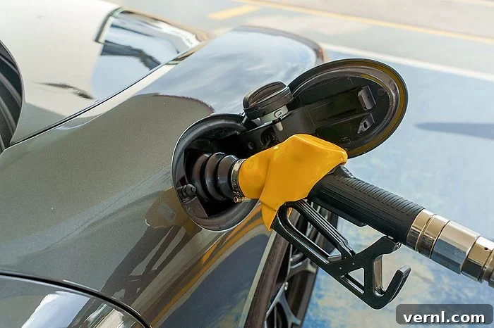 Close-up shot of a sports car refueling