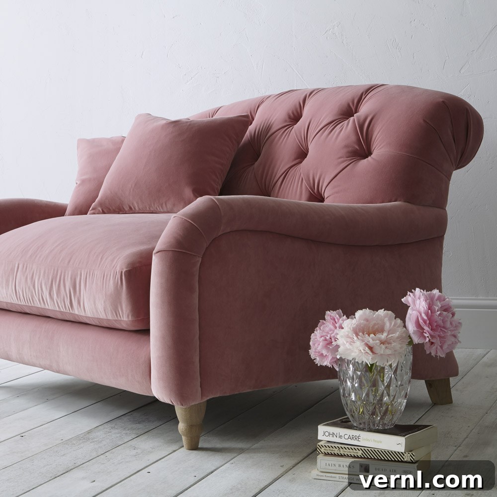 Loaf for John Lewis: Shop the New Home Collection 2 Pink velvet buttoned sofa - Loaf for John Lewis
